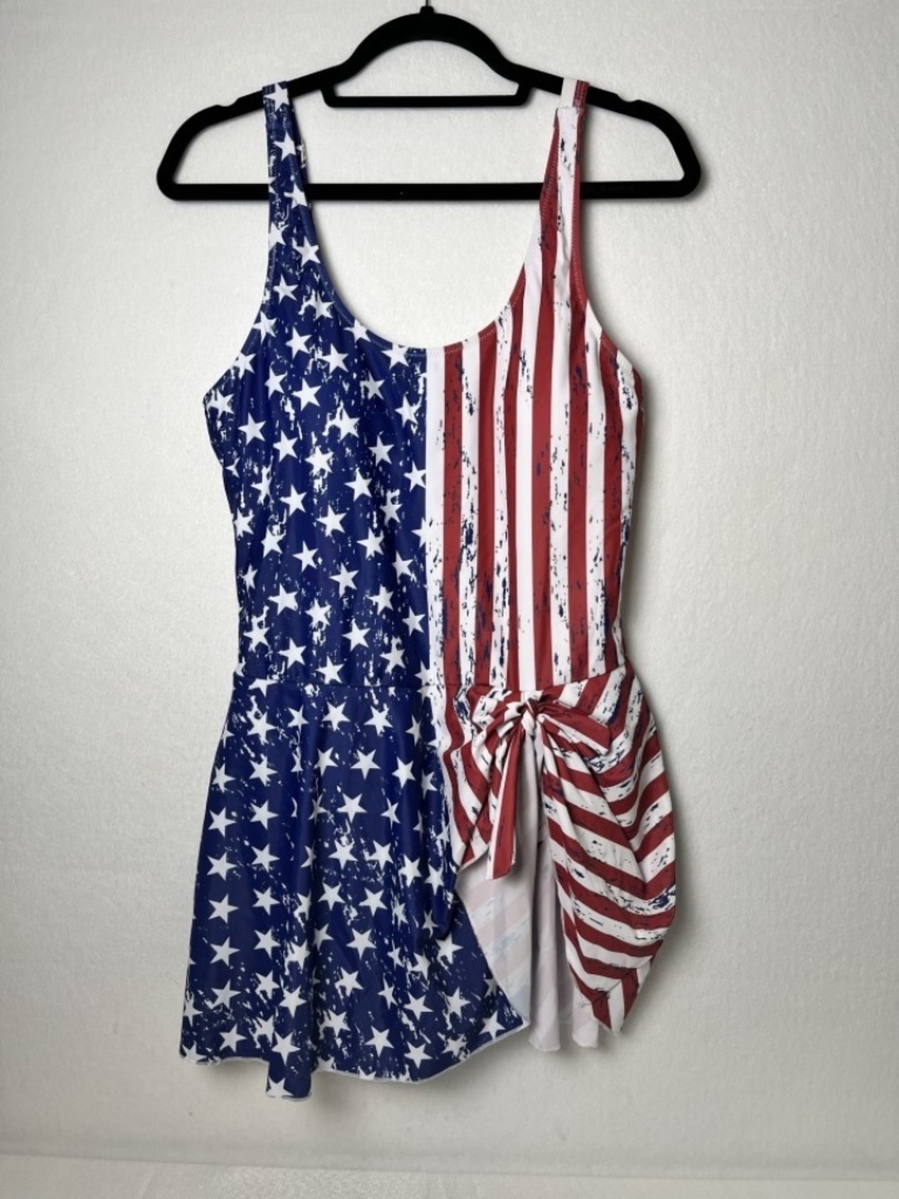 NEW Patriotic Red, White & Blue One-Piece Swim Dress Size 2X Flared Skirt